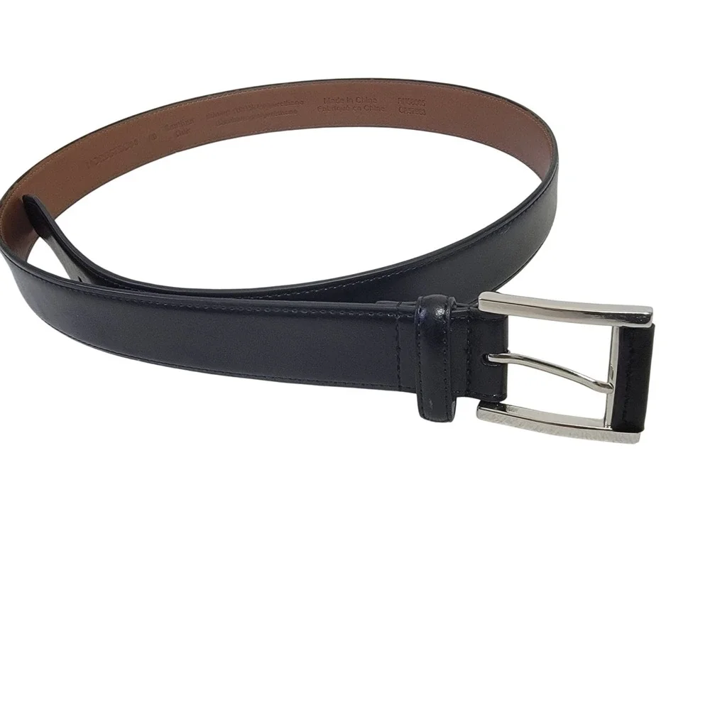 NORDSTROM Men's‎ Dress Belt Black Leather Silver Buckle Size 40 EUC